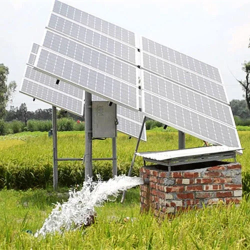 Solar panels powering water pump